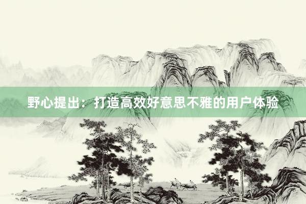 野心提出：打造高效好意思不雅的用户体验
