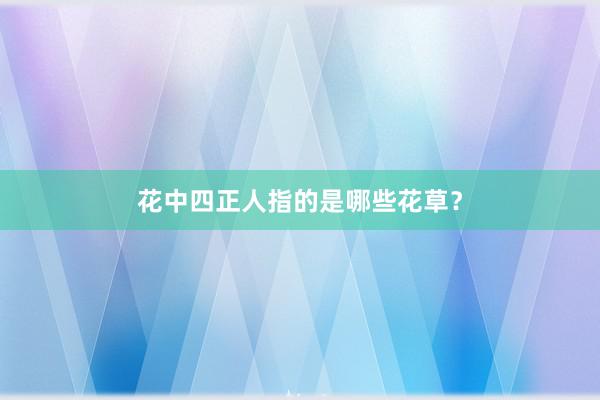 花中四正人指的是哪些花草？