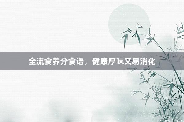 全流食养分食谱，健康厚味又易消化